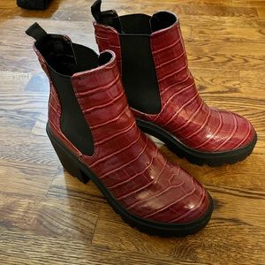 Red UO Platform Snakeskin boot